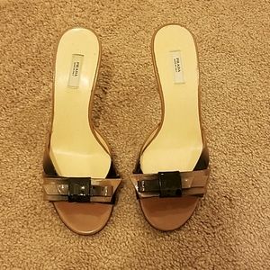 Authentic Prada Brown open toe heels with …